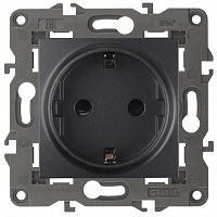 Розетка с заземлением без рамки Эра Elegance 1-м. антрацит картинка